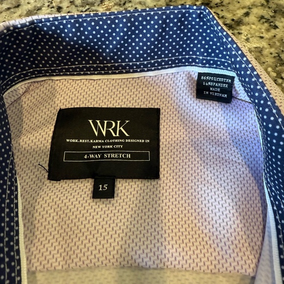 NWT WRK NY Slim Fit Performance Dress Shirt Zig Zag Lilac - Size 15 - Picture 4 of 8